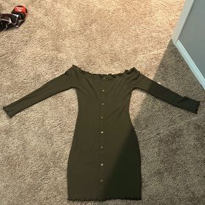 Green off the shoulder dress